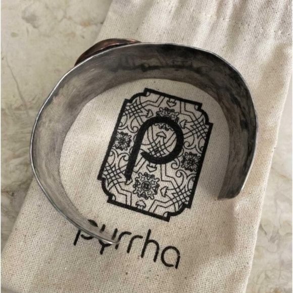 Rare?Pyrrha Fidelity Wide Heavy Sterling Silver & Bronze Cuff Bracelet - Picture 4 of 4